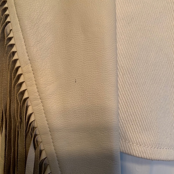 Cream Vegan Leather Fringe Jacket - Picture 5 of 11